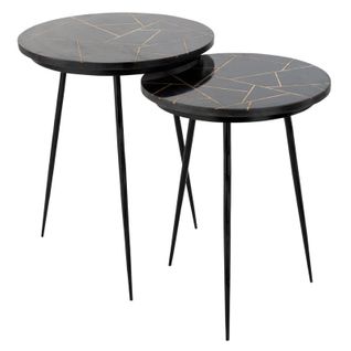 Lot De 2 Tables Gigognes "lolita" 56cm Or et Noir