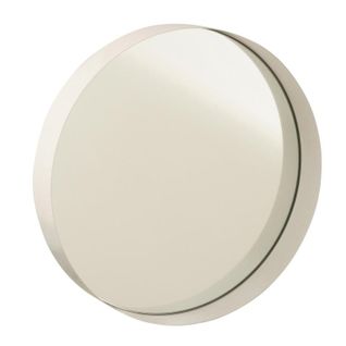 Miroir Mural Rond Déco "bord Métal" 30cm Blanc