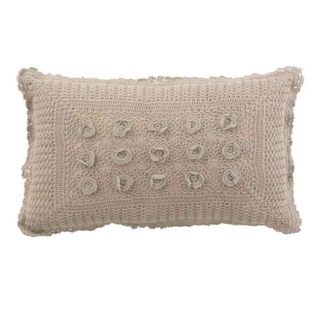 Coussin Déco "dentelles" 30x50cm Taupe