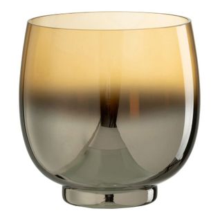 Photophore Rond Déco "verre Fumé" 14cm Argent