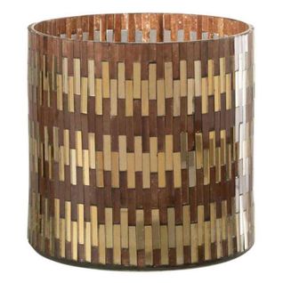 Photophore En Verre Déco "chic" 15cm Marron et Or