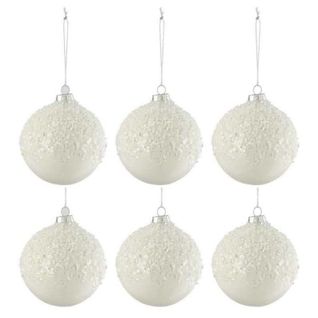 Lot De 6 Boules De Noël "givre Brillant" 8cm Blanc