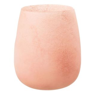 Vase Déco En Verre "givré" 27cm Rose