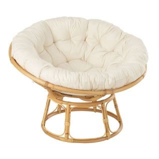 Fauteuil En Rotin et Coussin "céline" 115cm Naturel