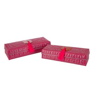 Lot De 2 Boîtes En Métal "gigognes" 28cm Rose