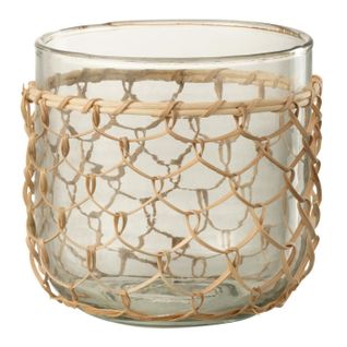 Photophore Design "tricot" 13cm Transparent et Naturel