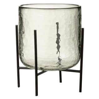 Photophore Sur Pied "debout" 20cm Transparent et Noir