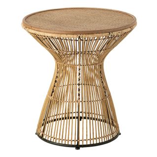 Table D'appoint Design En Bambou "rainures" 63cm Naturel