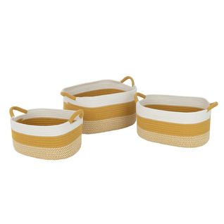 Lot De 3 Paniers De Rangement "sami" 42cm Ocre