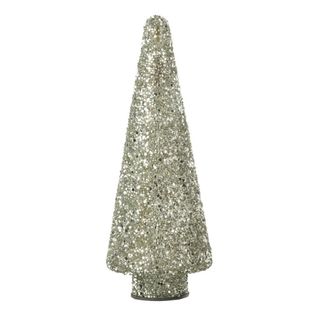 Sapin De Noël Déco à Paillettes "ethel" 32cm Argent