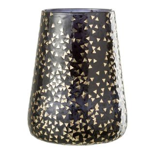 Photophore En Verre "triangle" 23cm Noir et Or