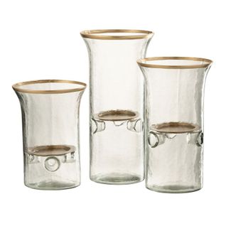 Lot De 3 Photophores Design "bord" 30cm Transparent