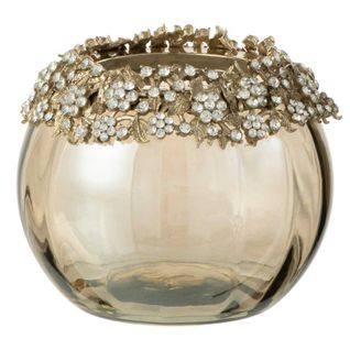 Photophore En Verre Design "vallee" 10cm Bronze