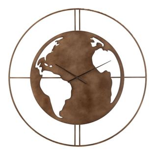 Horloge Murale "carte Du Monde" 90cm Marron