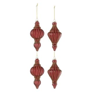 Lot De 4 Boules De Noël "goutte" 14cm Rouge