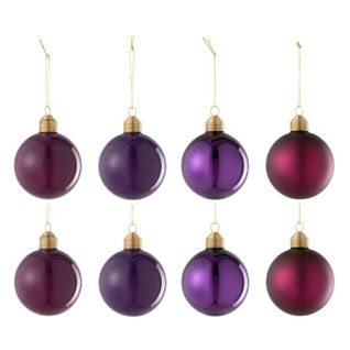 Lot De 8 Boules De Noël "cornelia" 8cm Mauve
