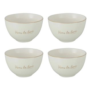 Lot De 4 Bols En Porcelaine "ilene" 10cm Blanc