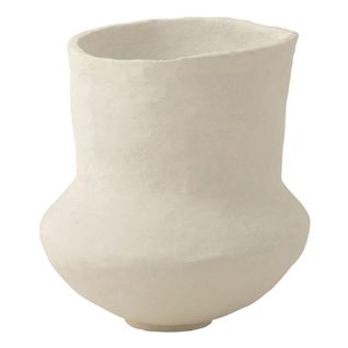 Pot En Papier Maché "archaique" 45cm Blanc