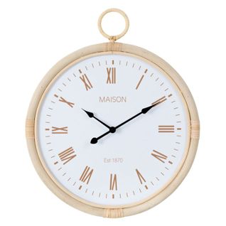 Horloge Murale En Rotin "kyr" 48cm Blanc