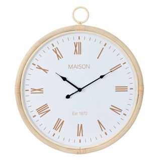 Horloge Murale En Rotin "kyr" 64cm Blanc