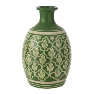 Vase Déco "fleurs" 43cm Vert
