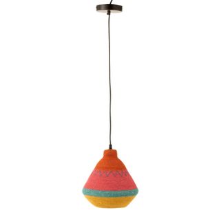 Lampe Suspension En Jonc "zigzag Haut" 27cm Multicolore