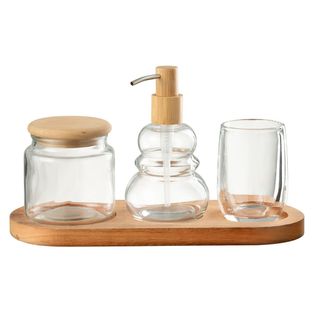 Lot De 4 Accessoires Salle De Bain "pure" 32cm Transparent