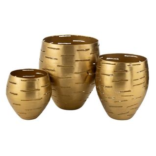 Lot De 3 Photophores En Métal "wilburn" 52cm Or