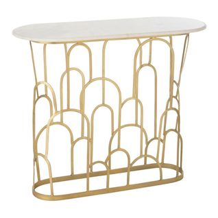 Console Design En Marbre "moza" 91cm Doré