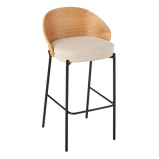 Chaise De Bar Design "lone" 97cm Naturel et Beige