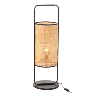 Lampe Sur Pied En Métal Et Rotin - 30x30x92 Cm - Noir