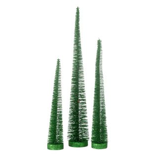 Lot De 3 Sapins De Noël Déco "paillettes" 40cm Vert