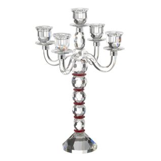 Chandelier 5 Branches "annie" 49cm Transparent et Rouge