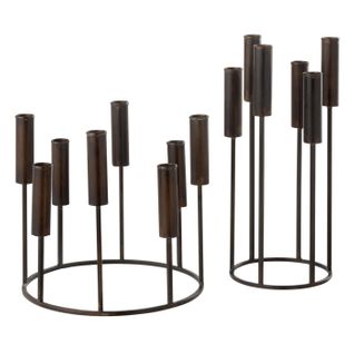 Lot De 2 Chandeliers En Métal "pierre" 37cm Noir