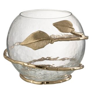 Photophore En Verre Feuille "ofelia" 13cm Transparent