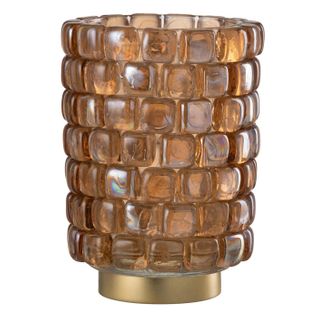 Photophore En Verre "mosaïque" 20cm Cognac
