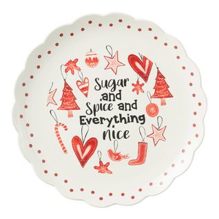 Assiette De Présentation De Noël "bakery" 39cm Rouge