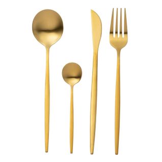 Ménagère 24 Pièces En Inox "mat" 27cm Doré