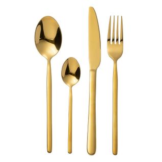 Ménagère 24 Pièces En Inox "brillant" 27cm Doré