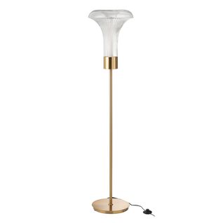 Lampadaire En Verre "vito" 155cm Transparent et Doré