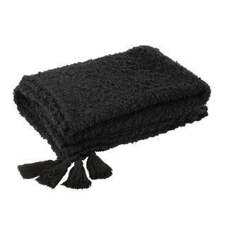 Plaid à Pompons "marea" 130x180cm Noir
