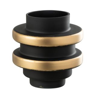 Vase Design En Verre "kyle" 18cm Noir et Doré