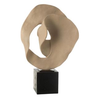 Déco Sur Socle En Résine "abstrait" 60cm Beige