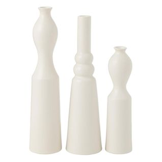Lot De 3 Vases En Porcelaine "leia" 32cm Blanc