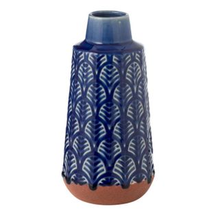 Vase Allongé En Porcelaine "leo" 25cm Bleu