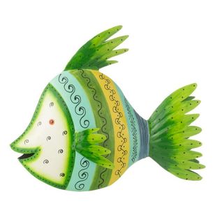 Statuette Déco Poisson En Métal "tom" 34cm Vert
