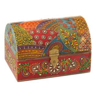 Boîte Déco En Bois "delhi" 23cm Multicolore