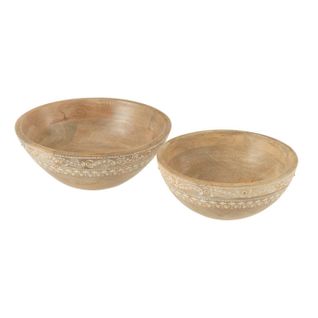 Lot De 2 Saladiers En Bois "perle Du Sahara" 25cm Naturel
