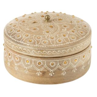 Boîte Déco En Bois "perle Du Sahara" 14cm Naturel