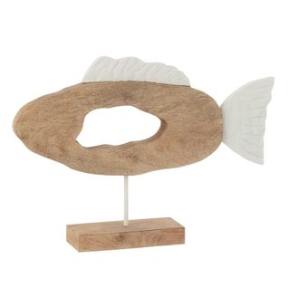 Statuette Poisson Ovale En Bois "vernon" 36cm Naturel